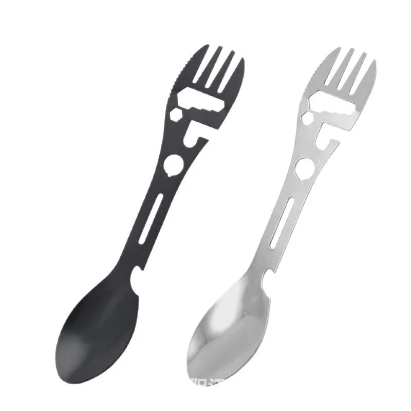 Versatile Outdoor Fork Spoon Outdoor Camping Tool Lightweight Fork Spoon Bottle Opener for Survival Tactical Utility for Easy