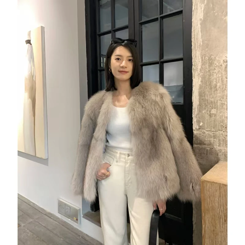 

New Design Ladies Real Fox Fur Coat Winter Luxury Thick Warm Fashion Reversible Jacket Natural Fur Jacket