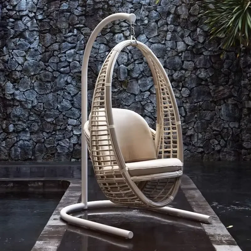 Viral Free Standing Rattan Hanging Chair Bird Nest Lazy Rocking Chair Cradle Swing for Balcony Outdoor Patio Garden Furniture