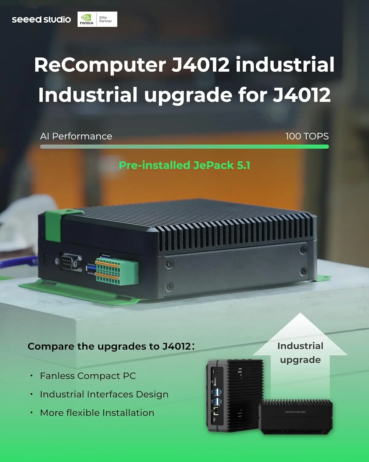 reComputer Industrial J4012- Fanless Edge AI Device with Jetson Orin™ NX 16GB