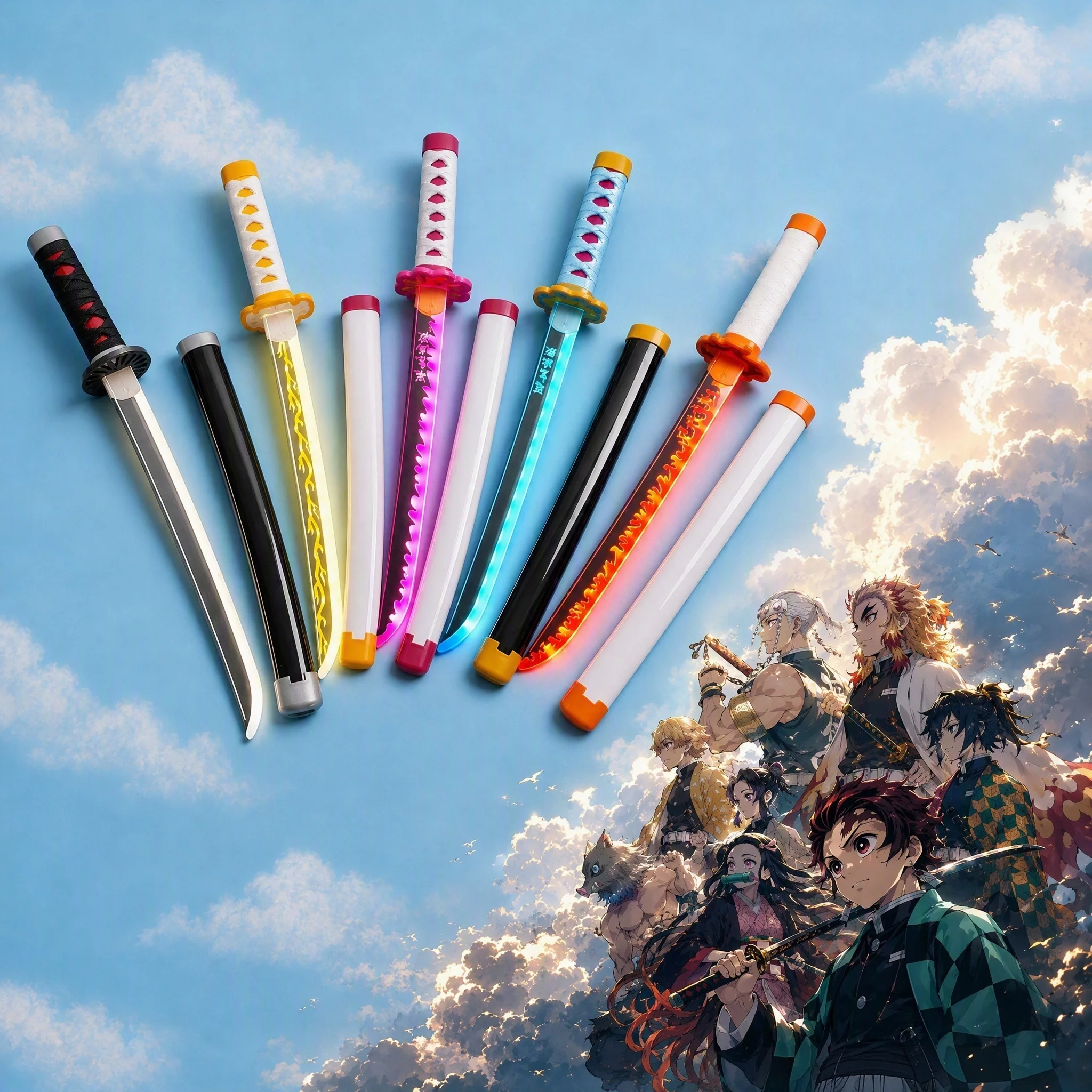 16inch Plastic Katana Tanjiro Demon Slayer Luminous Multi Style Cosplay Anime Collection Display Decorative Memorabilia Gift