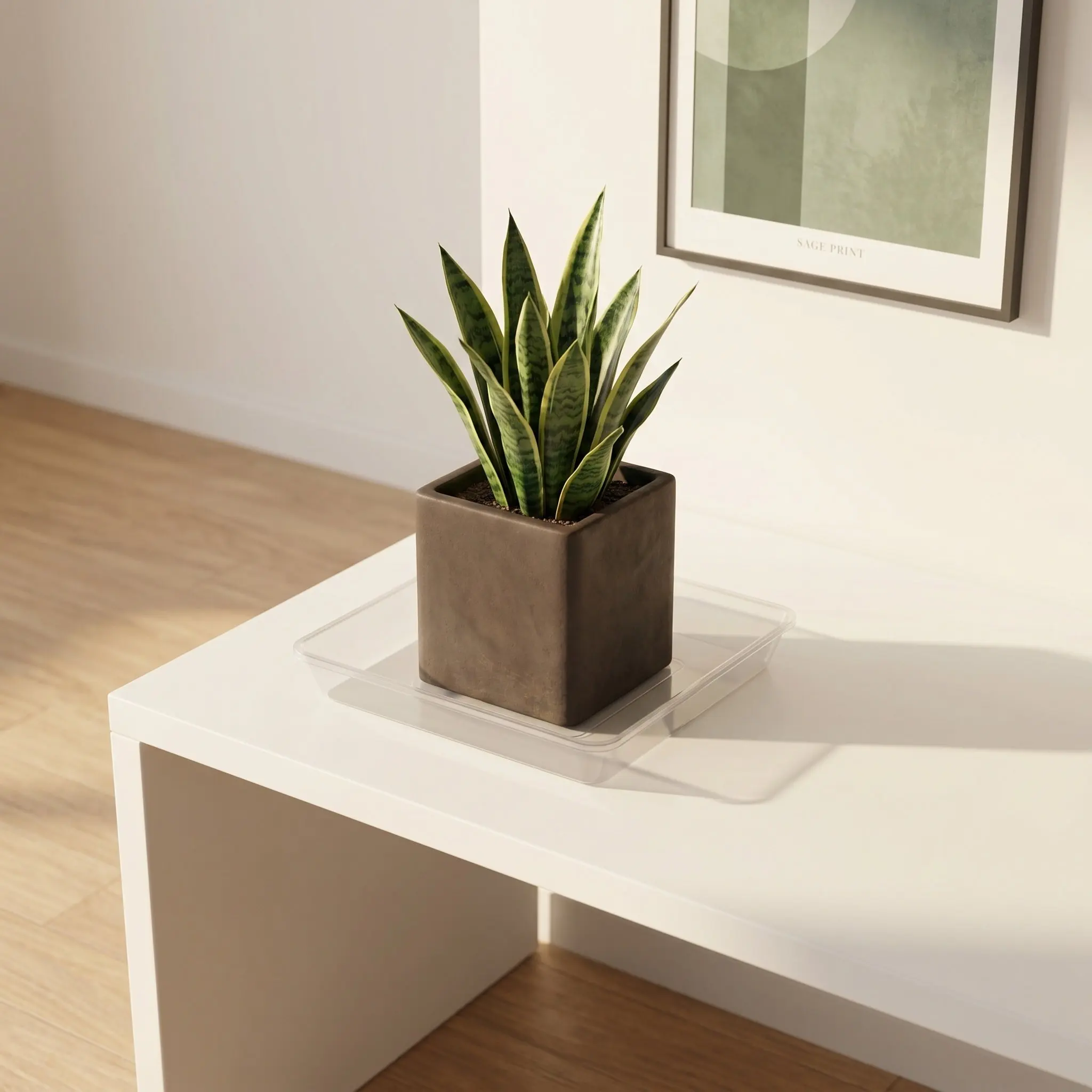 4Pcs Transparent Square Plastic Plant Saucer Thickened Drip Tray Flower Pot Water Collector Indoor Outdoor Tray