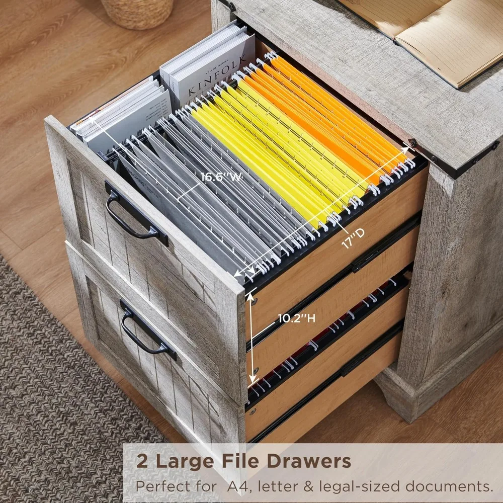 Estante rústica estilo fazenda de 72 polegadas de altura com 2 gavetas e prateleiras ajustáveis