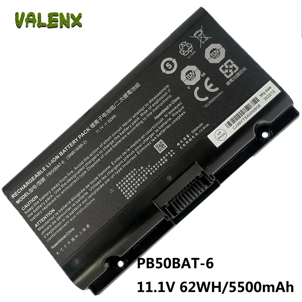 VALENX 11.1v 62Wh PB50BAT-6 PB71RF-G Battery for Clevo 3INR19/66-2 PB51RF-G Hasee A7000, A7000-2020A2