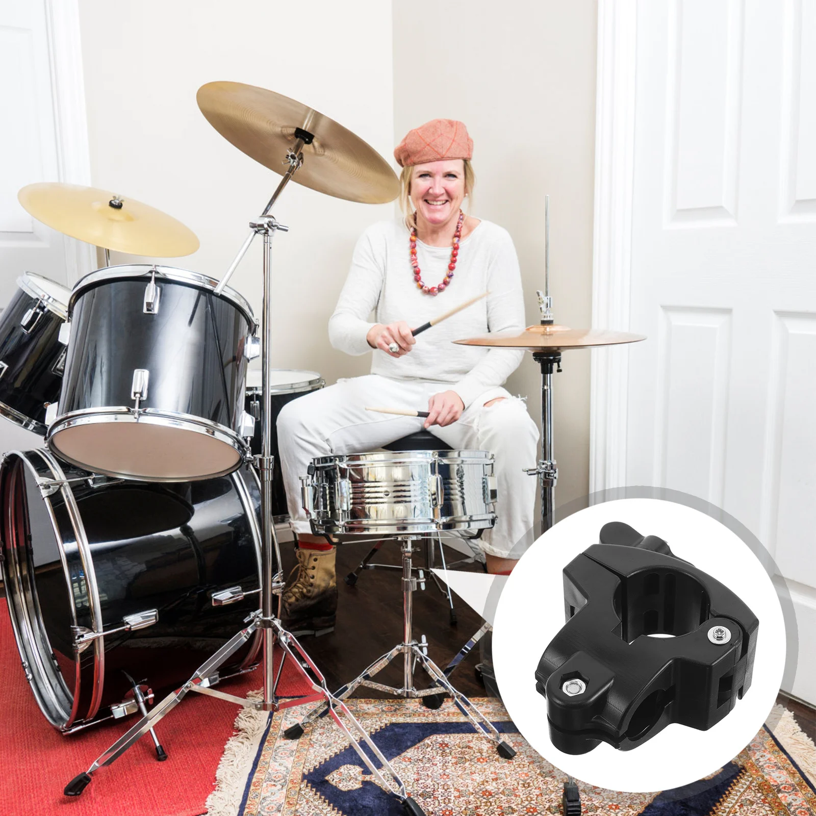 

Drum Rack Clamp 38-22Mm Quick Release Sturdy Metal Plastic Secure Fit For Electronic Drums Rack Lightweight Portable Drum