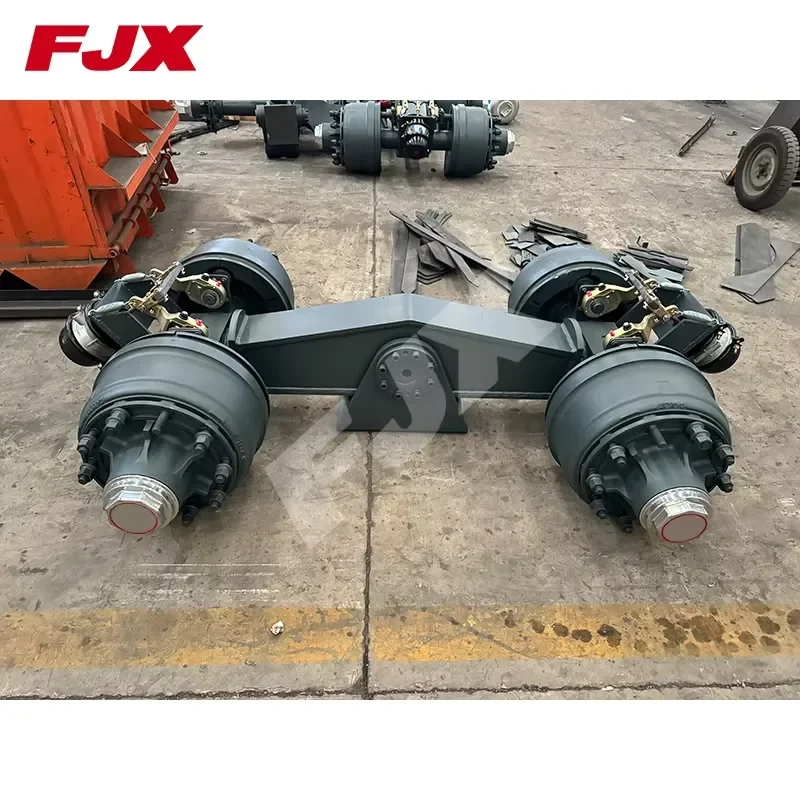 Low-bed Trailer Bogie, Wheel Axle, and Rigid Suspension for 120-ton Transport.
