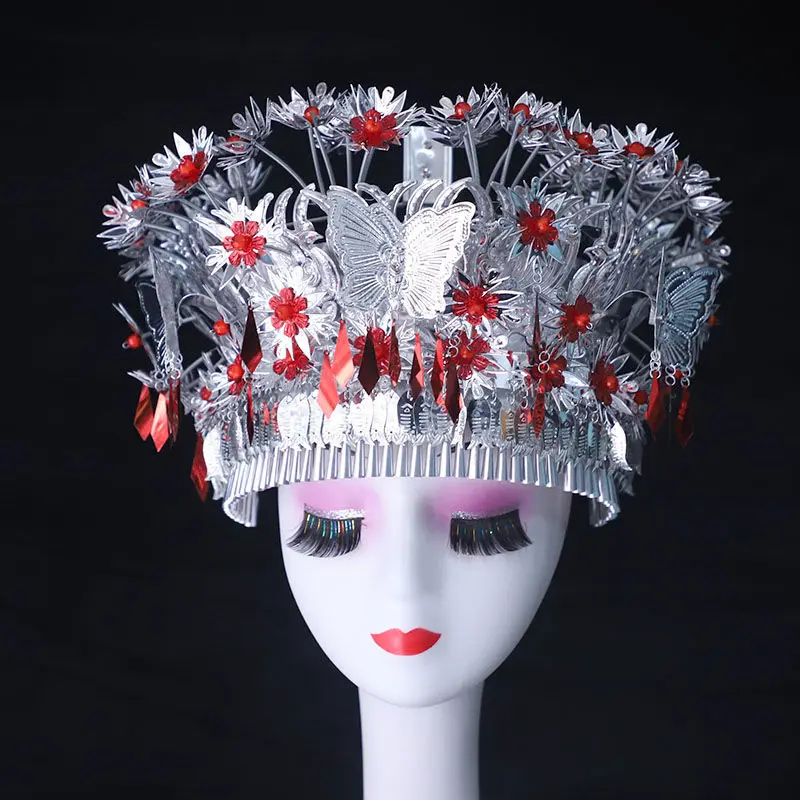 14 Styles Chinese Silver Miao Hat For Children Adults Studio Photography Vintage Headwear No Discoloration Colorful