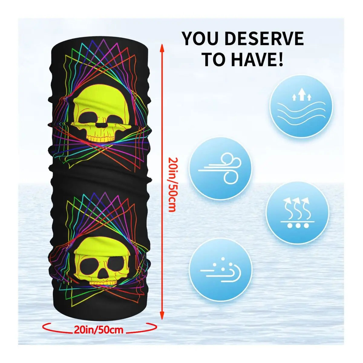 Neon Vanitas Scarf Neckerchief Neck Face Mask Polyester