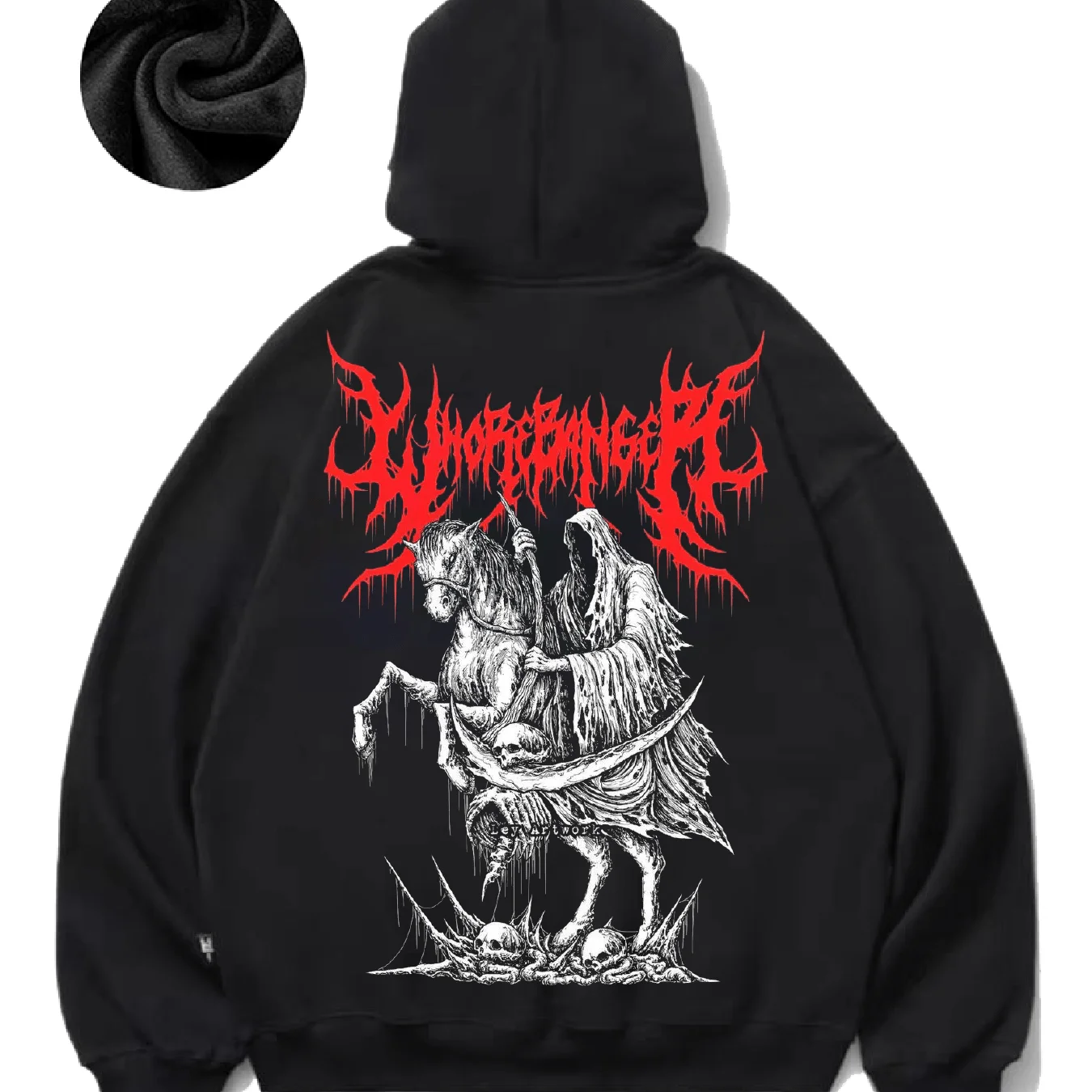 

Reaper Riding Printed Men's Hoodie Loose Version, Classic Crew Neck with Kangaroo Pocket and Drawstring