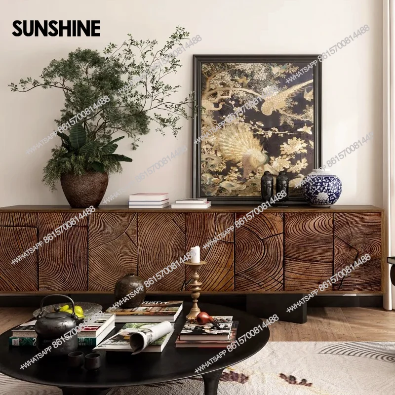 

Medieval Solid Wood Dining Side Cabinet Retro All Solid Wood Dining Side Entrance Storage Storage Storage Cabinet Simple