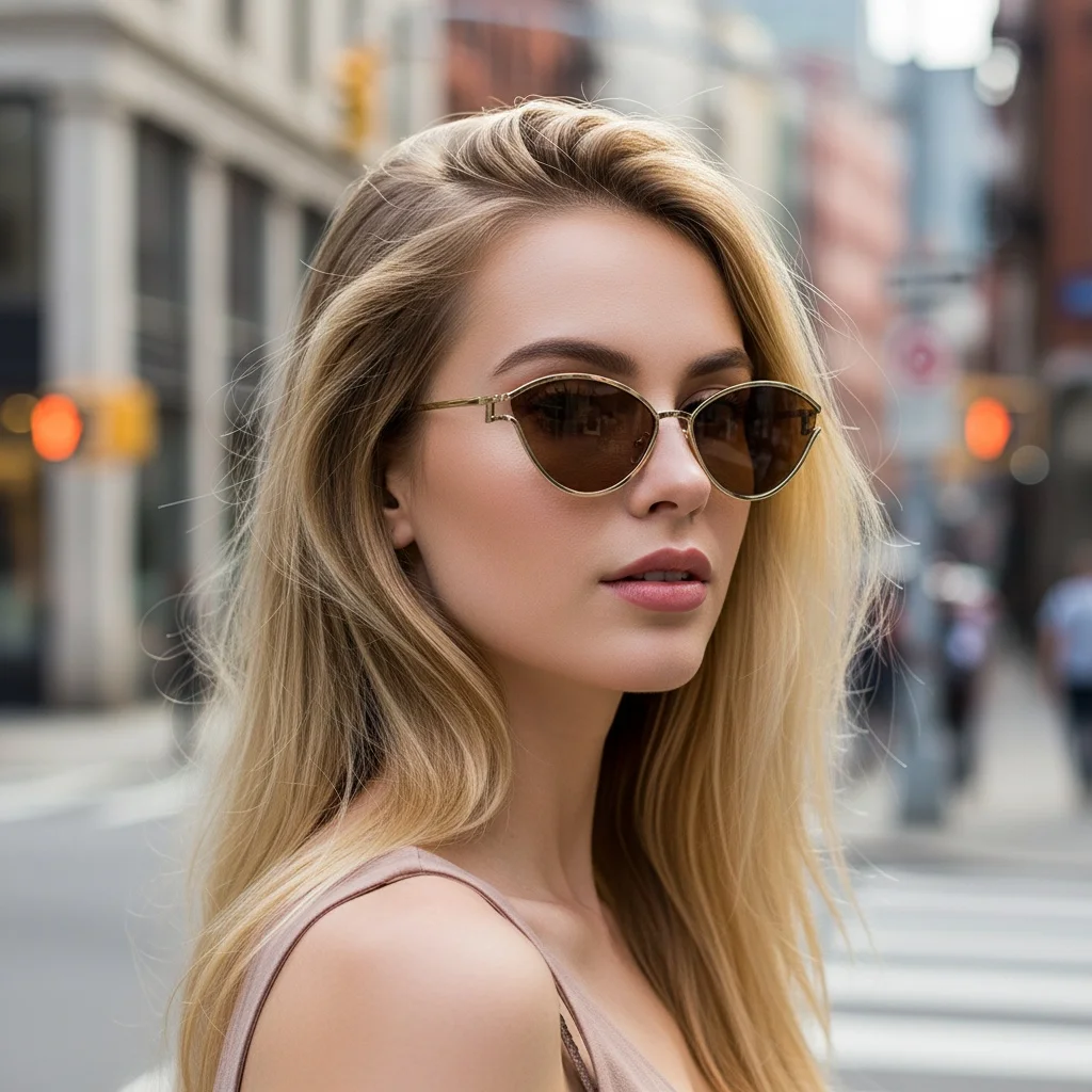 Modische, passende Retro-Sonnenbrille mit Cat-Eye-Metallrahmen für Herren und Damen mit UV-Schutz, Autosonnenbrille8902
