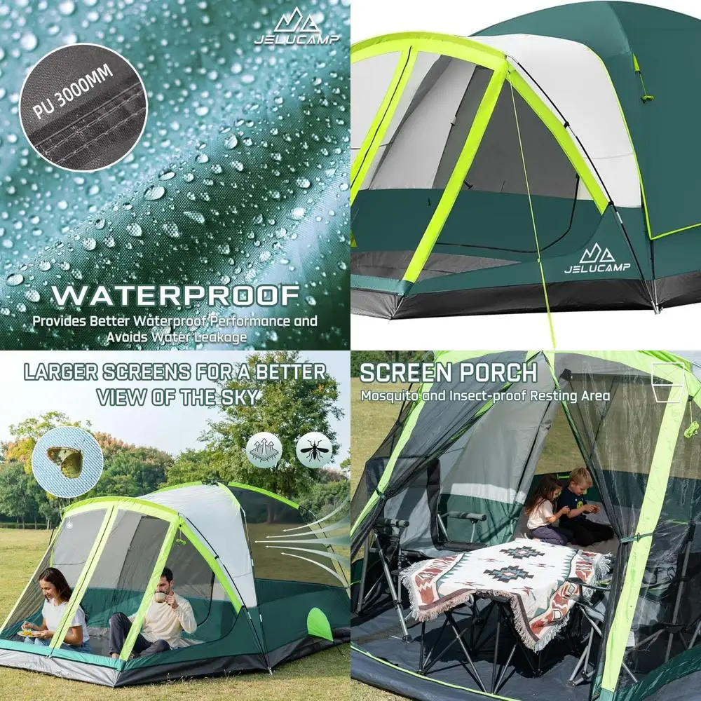 

Водонепроницаемая палатка семейного размера на 6–8 человек с крыльцом, простая установка, дождевиком и сумкой для переноски