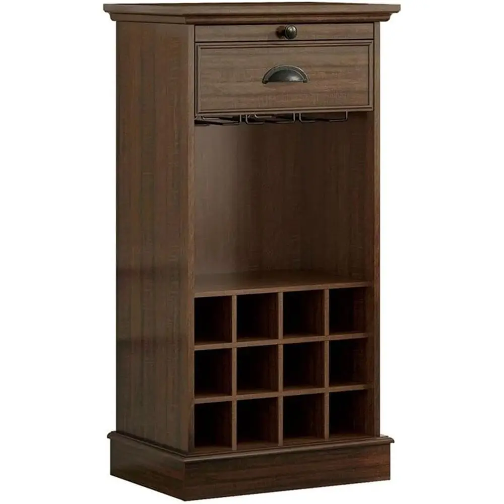 

K Wood Wine Cabinet with Metal Glass Holder and Lattice Rack