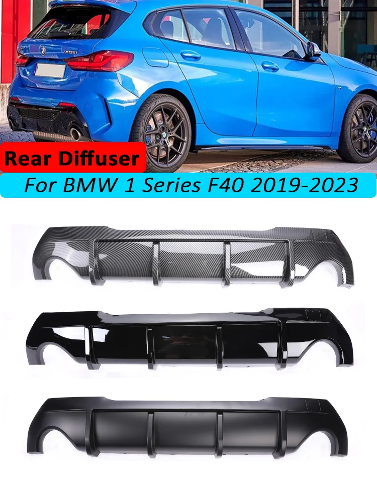 Brilho Preto Amortecedor Traseiro Difusor, Lip Spoiler Tampa, Reiting Difusor para BMW Série 1 F40 2019-2023 M Tecnologia Fibra De Carbono