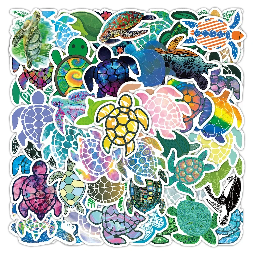 50PCS Cartoon Colorful Turtle Sticker Graffiti Luggage Desk Helmet Car Computer Pattern Scrapbook Toy Decoration