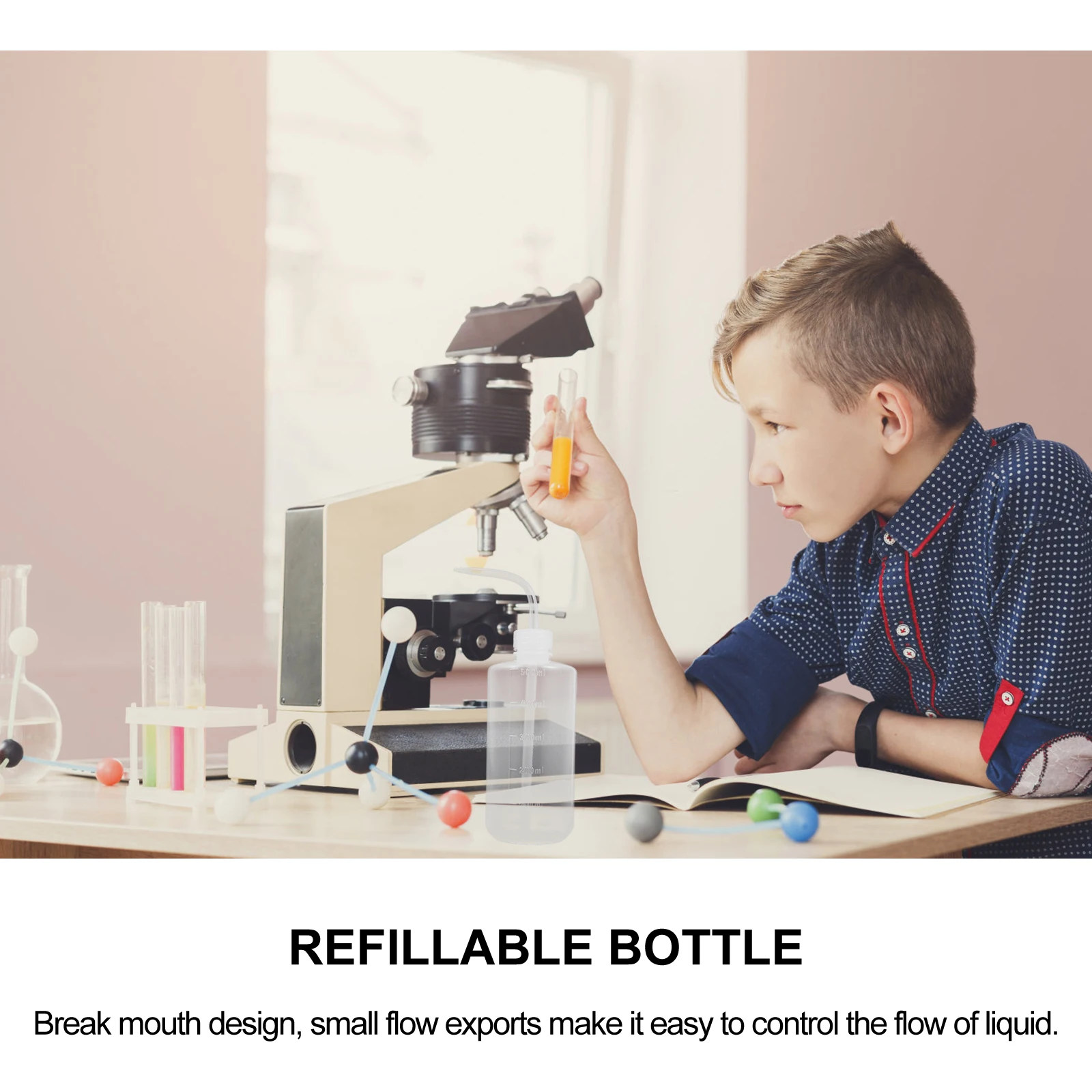 

6pcs Plastic Squeeze Bottles Graduated Washing Bottle With Scale Refillable Empty Wash Bottle For Lab Durable Clear Measurement