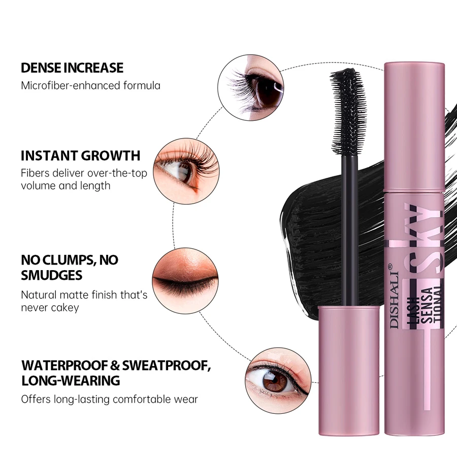 DISHALI Neue Natürliche Schwarz Volumen Wimpern Mascara Schnell Trocknend Langlebig Dicke Curling Verlängerung Wasserdicht Make-Up Mascara