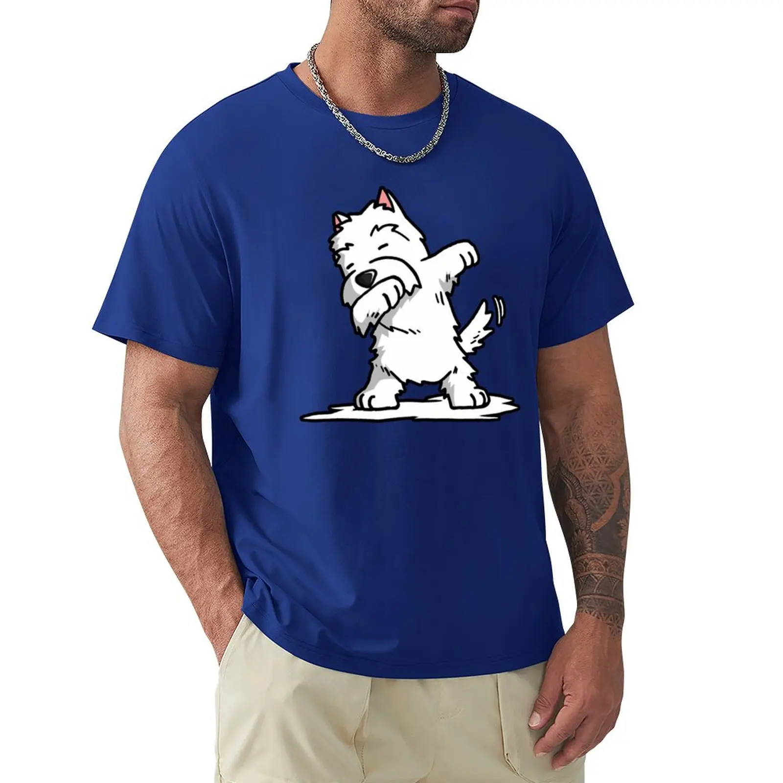 

Happy Dabbing West Highland Terrier Dog T Shirt Harajuku Short Sleeve T-shirt 100% Cotton Graphics Tshirt Tops