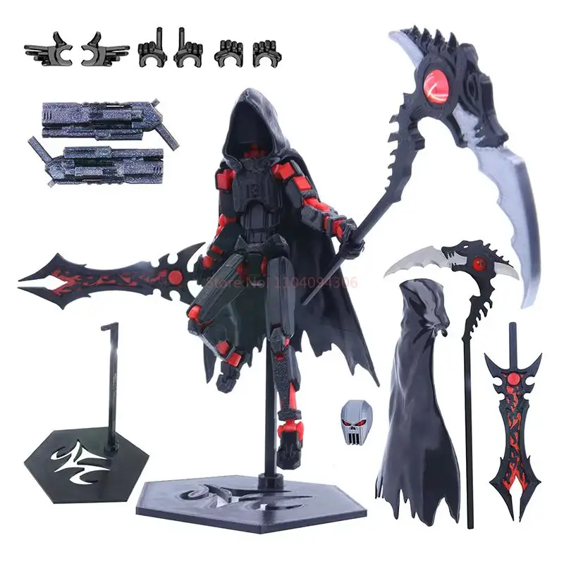 T13 Action Figure Set Dummy 13 Death Skeleton Beweegbare Robot, Death Action Figure Met Cape Lucky 13 Collectible Action Figure Toy