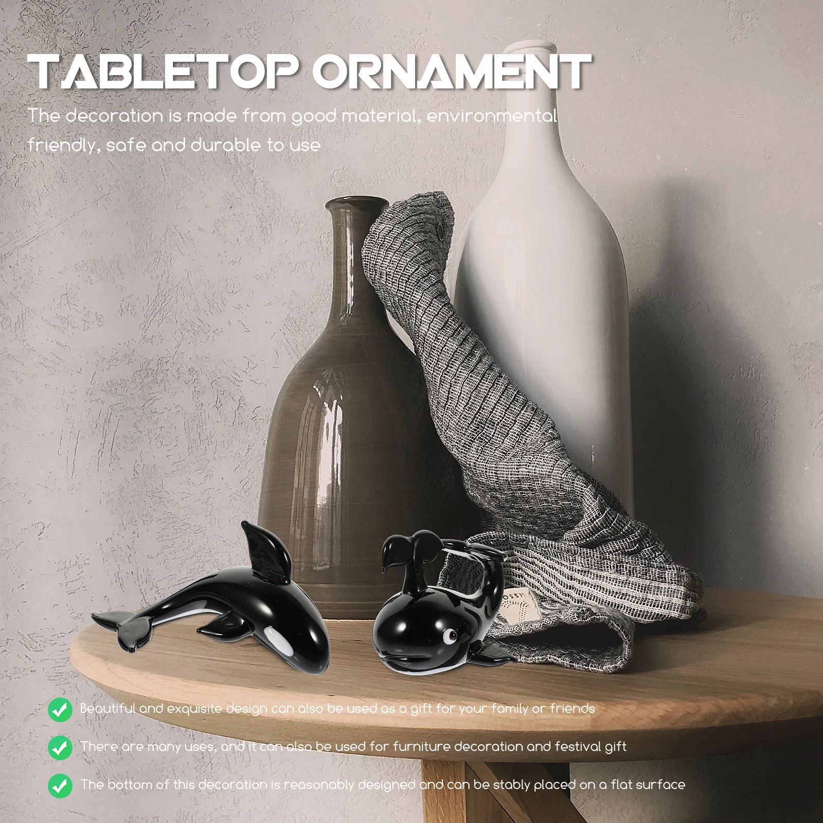 

2Pcs Whale Shape Adornment Delicate Artware Home Decoration Tabletop Ornament Gift Sculpture Whale Statue Delicate Artware