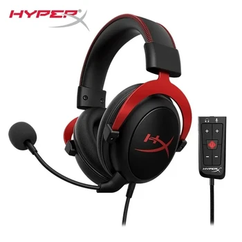 HyperX Cloud II 게임용 헤드셋, Hi-Fi 7.1 서라운드 사운드 분리형 마이크, PC PS5 PS4 용 USB 사운드 카드 포함 