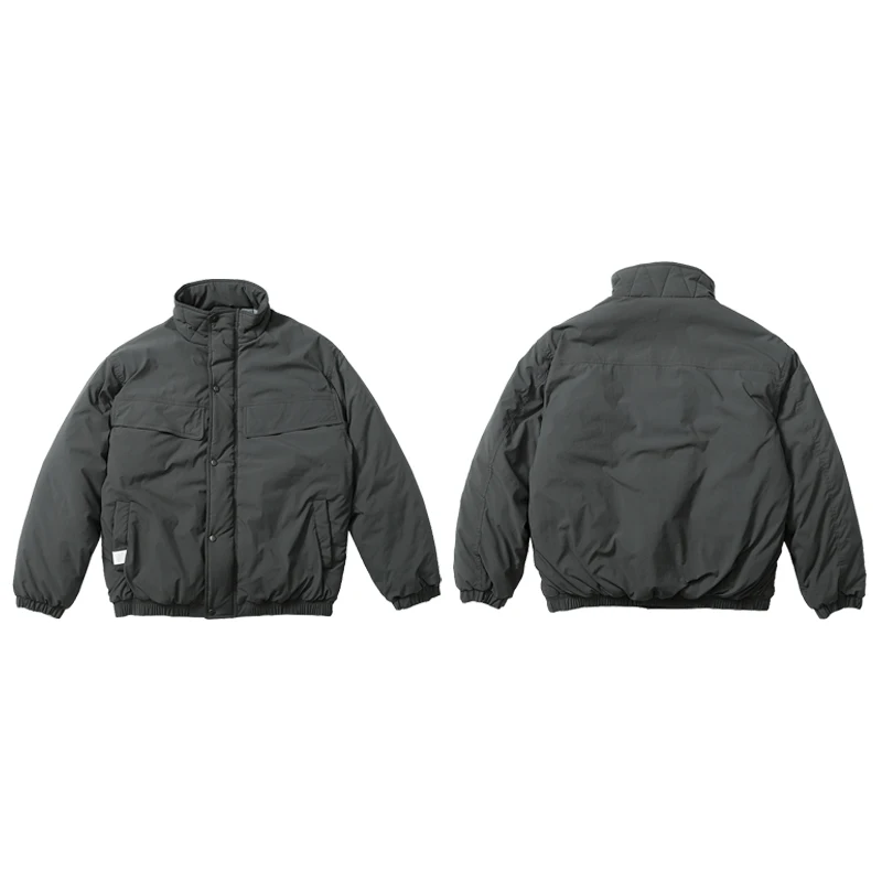 

Warm Thiened Cotton Jaet Men's Loose Fit Windproof Stand Collar Zipper Closure Casual Outerwear Youth Cleanfit Sle