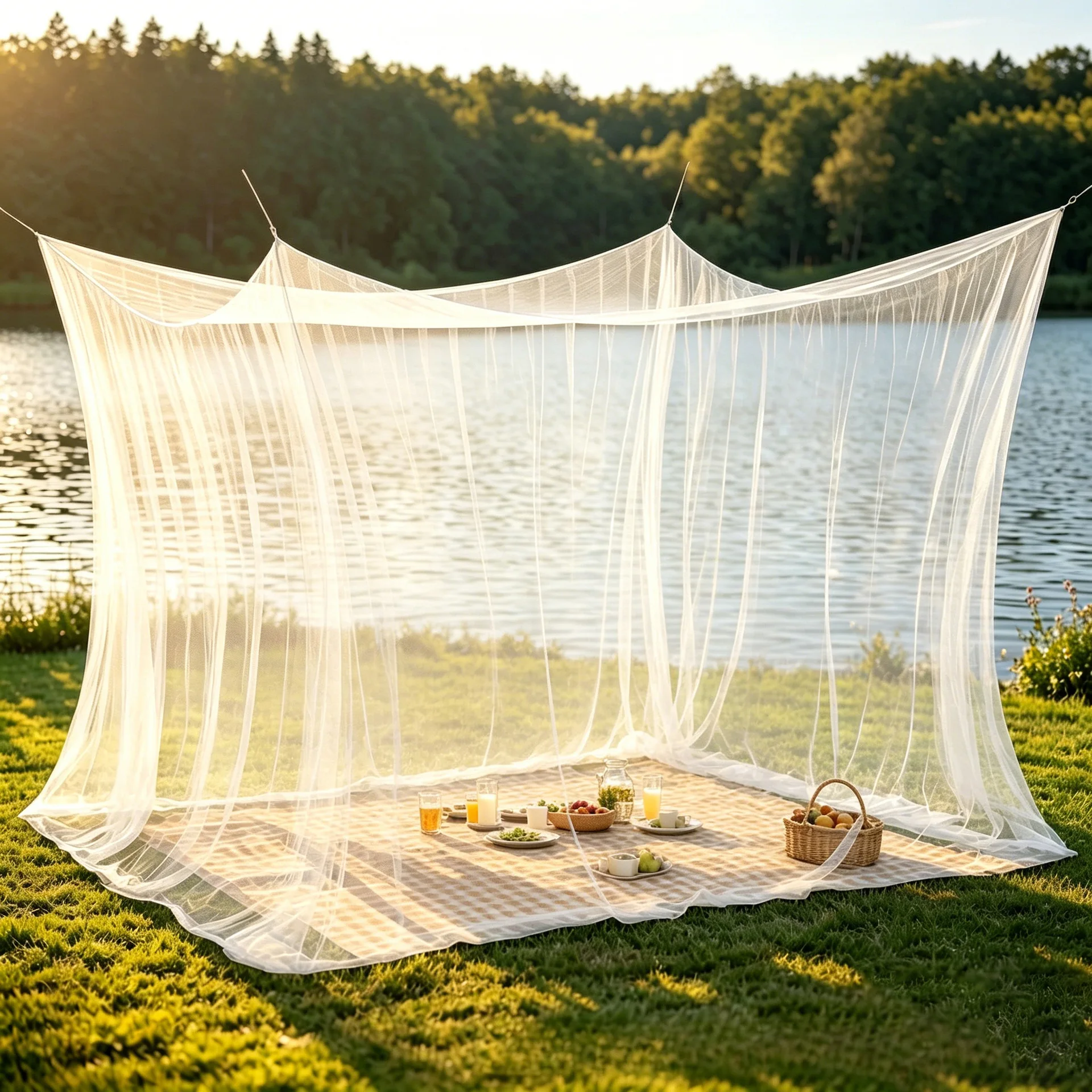 Large Outdoor Mosquito Net Breathable Mesh No Stand Camping Insect Net Home Patio Fishing Travel Mosquito Protector 300x300x250c