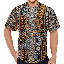 Men Designer Shirt 2022 Polynesian Tribal Clothing Samoa Jersey Purple Fiji Masi Tapa Print Short Sleeve Adult Breathable Button