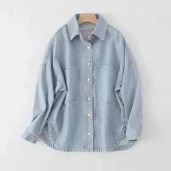 Women's Denim Jackets New In Outerwear Jeans Long Sleeve Bomber Jackets Spring Harajuku Y2k Fashion Korea Denim Shirt