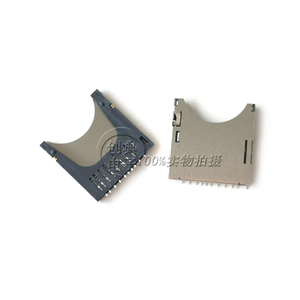 10 piece,  SD card holder 11Pin card slot 2.8H SMT internal welding with column self elastic PUSH PUSH with lock card SD card