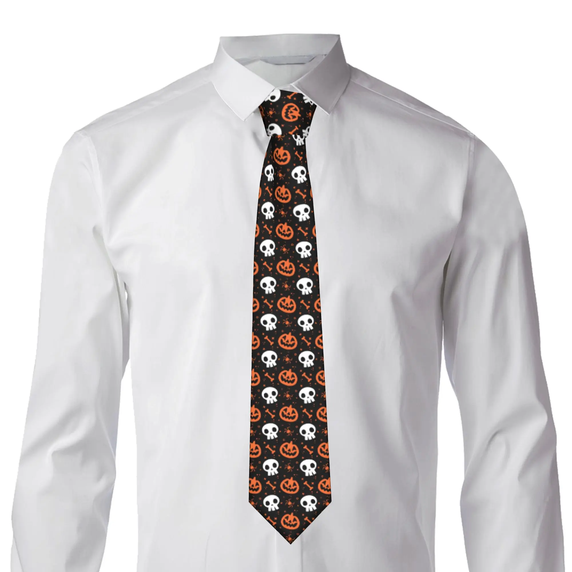 Halloween Pumpkin Ghost Skull Neckties Men Women Fashion Wide  Neck Ties for Men Accessories Gravatas