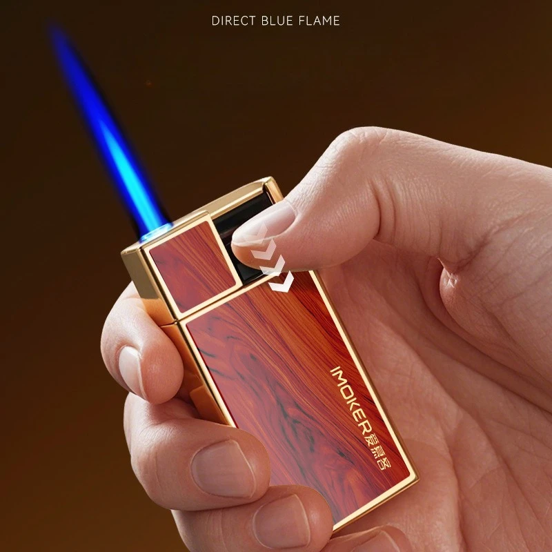 

Новая креативная легкая роскошная ветрозащитная зажигалка цвета древесины, металлическая многоразовая бутановая газовая зажигалка, мужские подарки, оптовая продажа