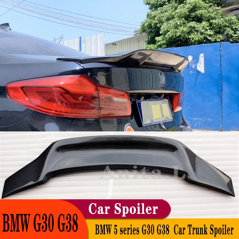 For BMW 5 Series G30 G38 2018-2019Year Sedan R Style Trunk Spoiler Real Carbon Fiber Car Rear Wing Decorate Body Kit Accessories