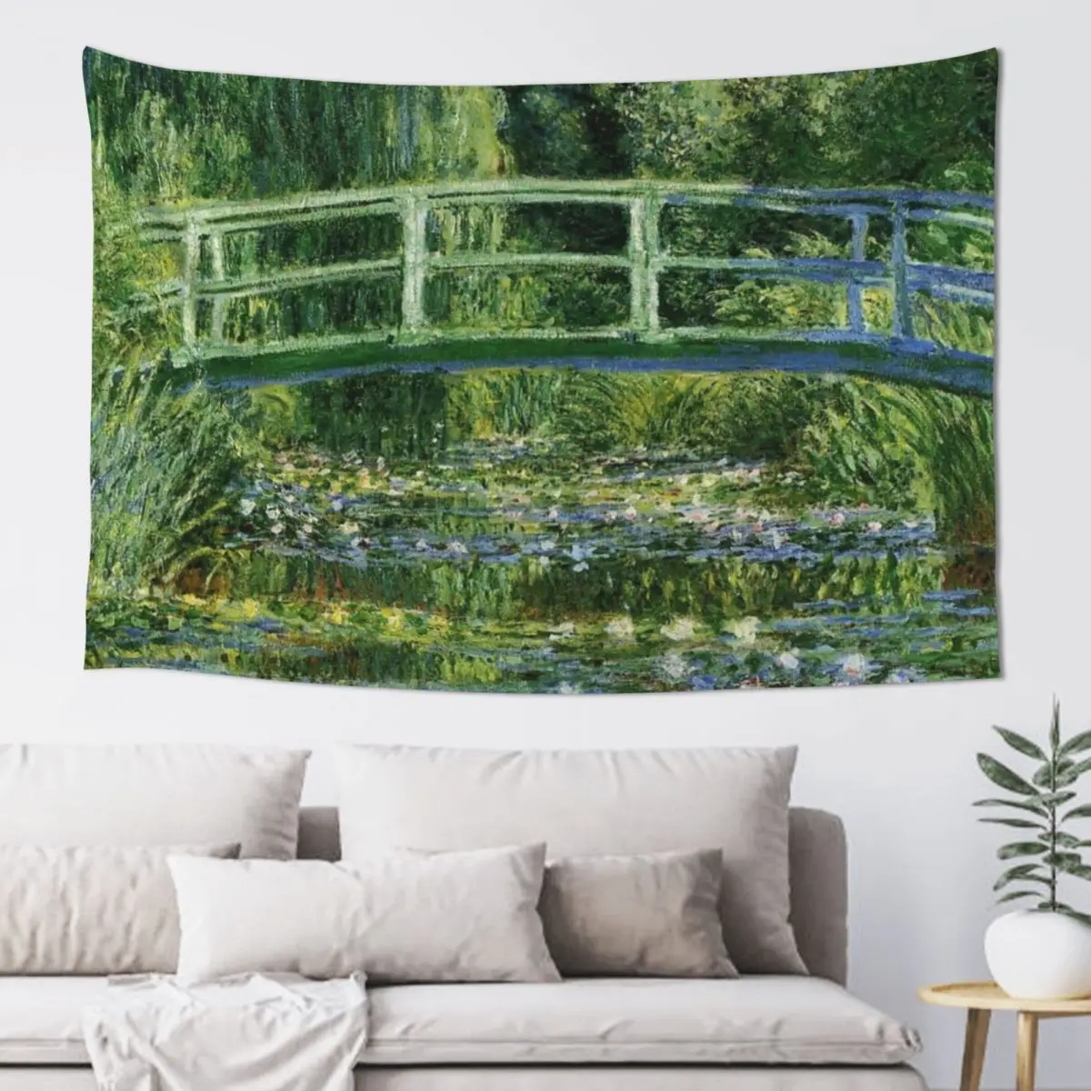 

Water Lilies and the Japanese bridge - Claude Monet Tapestry Wall Art Wall Decorations Decorations For Your Bedroom Tapestry