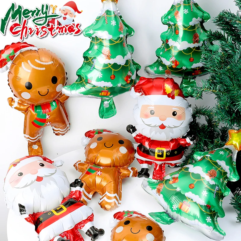 2024 Christmas Balloons Santa Claus Gingerbread Man Xmas Tree Balloons Merry Christmas Holiday Decoration Aluminum Film Balloon