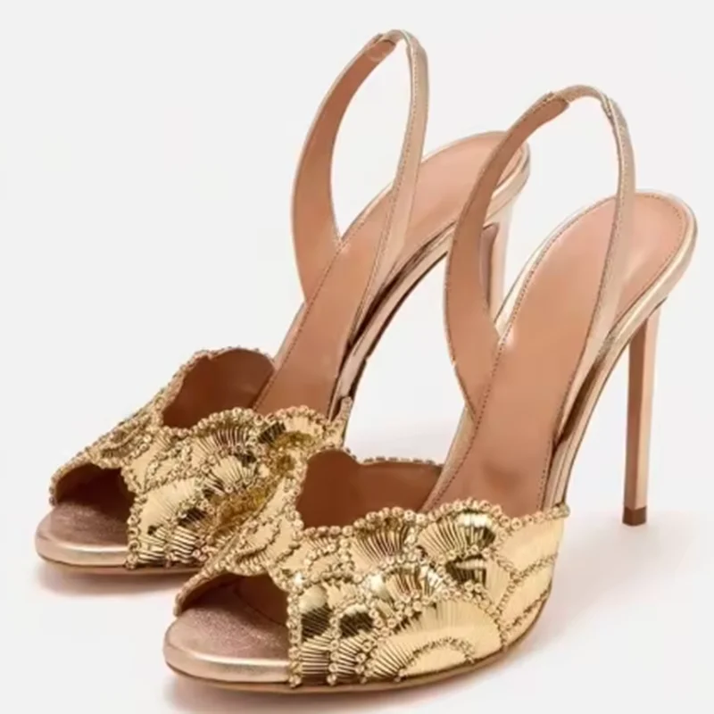 

Новые женские туфли-лодочки 2026 года с открытым носком, на высоком каблуке, со стразами, с ремешком на щиколотке, для вечеринок и свадеб, стильные, роскошные