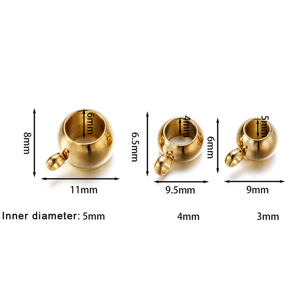 20pcs Stainless Steel Hole 3 4 5mm Gold Silver Charm Pendant Connectors 2 Holes Beads For Diy Bracelet Necklace Jewelry Making