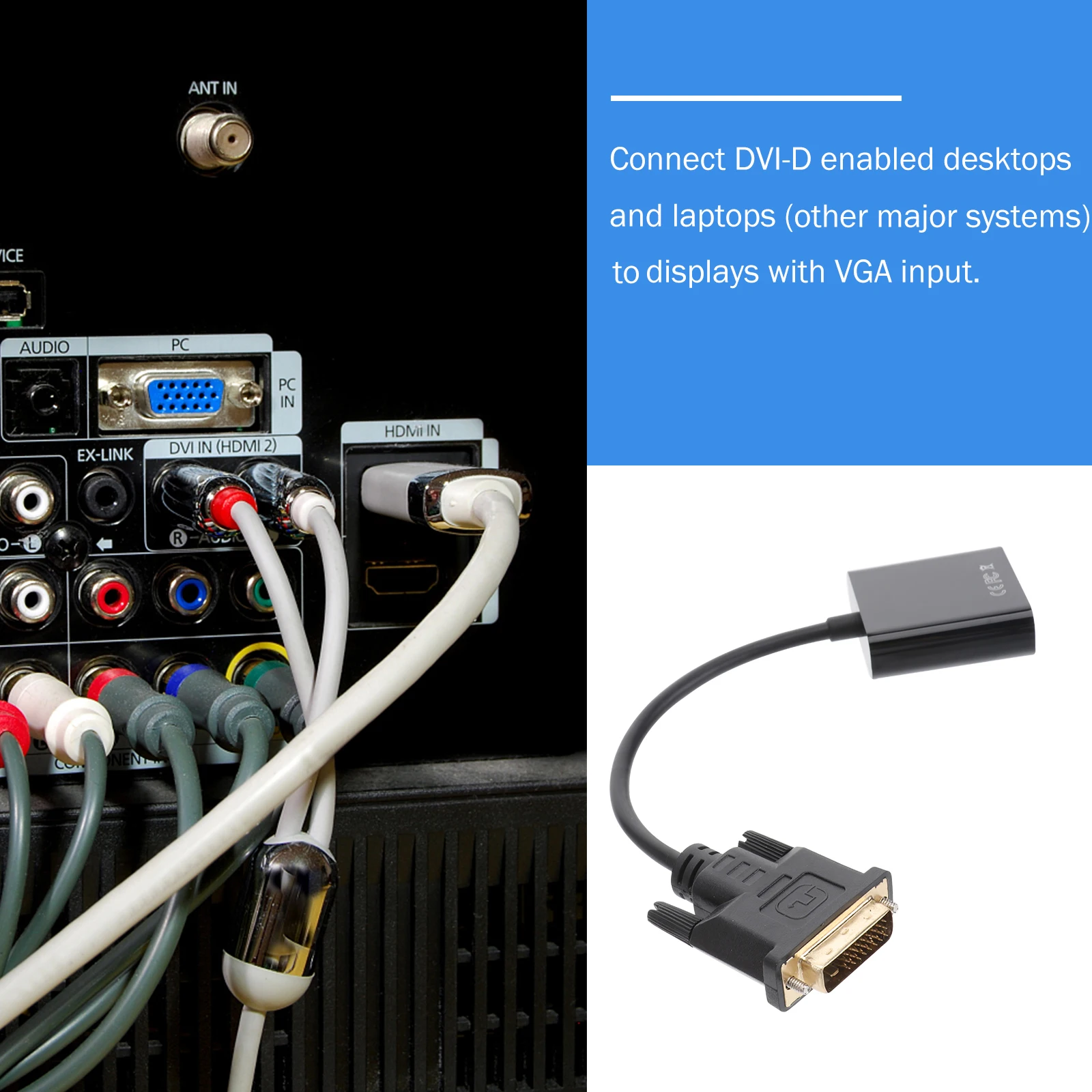 

Dvi To Vga Adapter Cable 1080P 1920X1200 60Hz Dvi-D Male Vga Female Converter For Pc Desktop Laptop Display Support