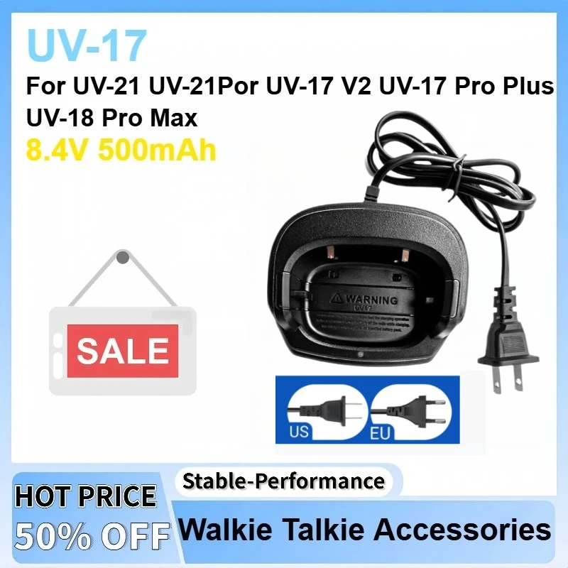new 8.4V 500mAh UV-17 Charger For Baofeng UV-17 V2 UV-17 Pro UV-18 Plus UV-18 Pro Max Walkie Talkie Accessories Station Desktop
