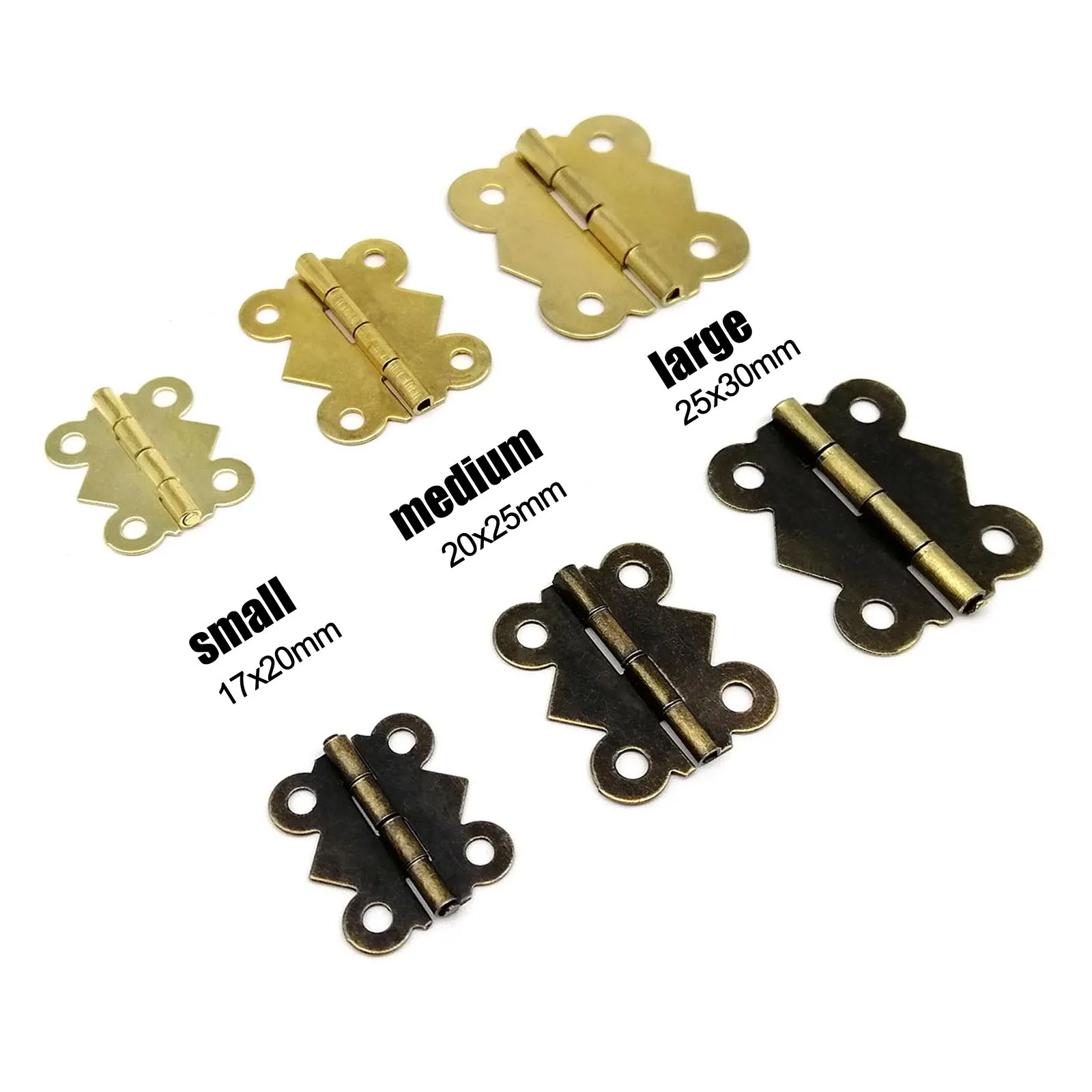 HZYUEGOU 12 Stück Antike Messing Goldene Schmetterlingsform Schmuckkästchen Geschenk Holz-Spieluhr Weinkasten Puppenhaus Schranktür Scharnier – Detail 2