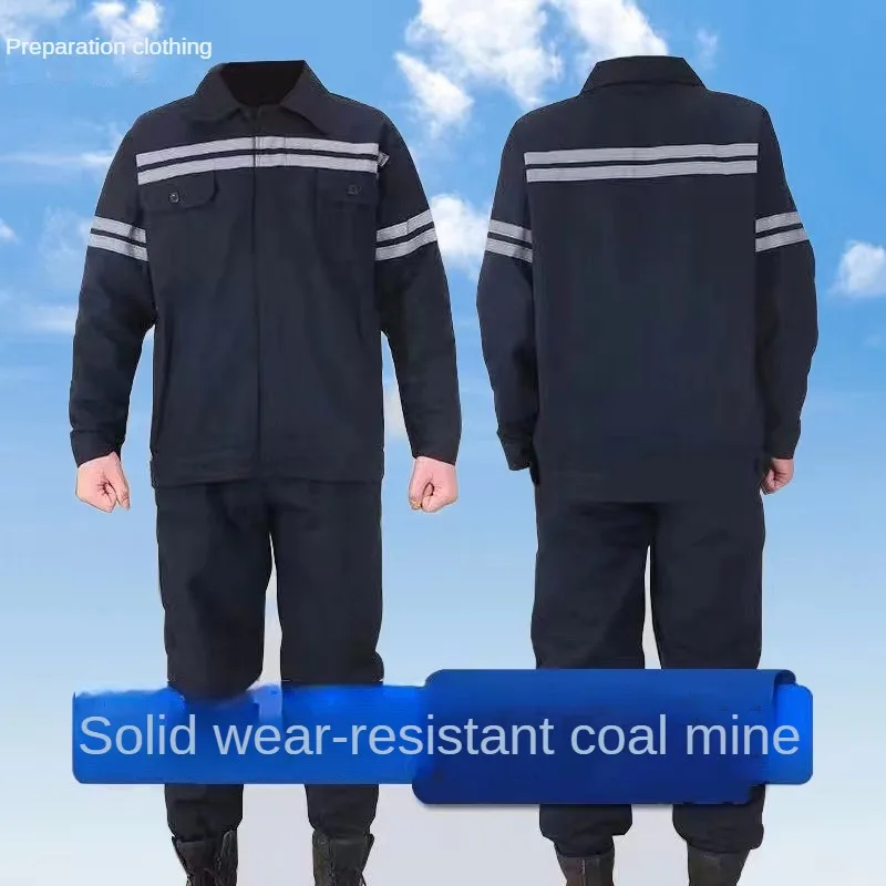 Coal Mine Work Suit Men's Labor Insurance Reflective Strip Wear-resistant Dirt-resistant Thickened Tooling Uniform