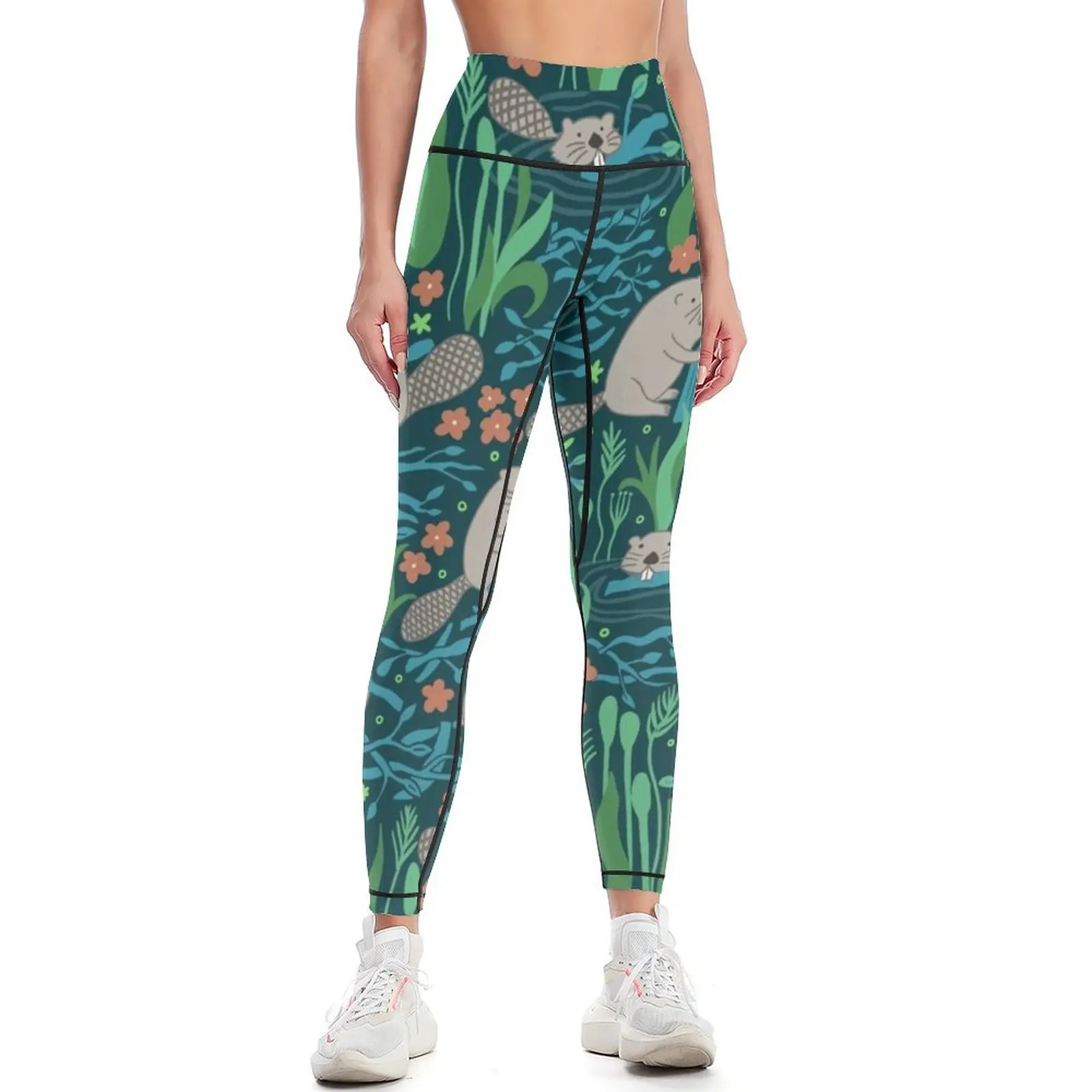 Busy Dam Beavers - dark Leggings jogging pants sports tennis for for physical flared Womens Leggings