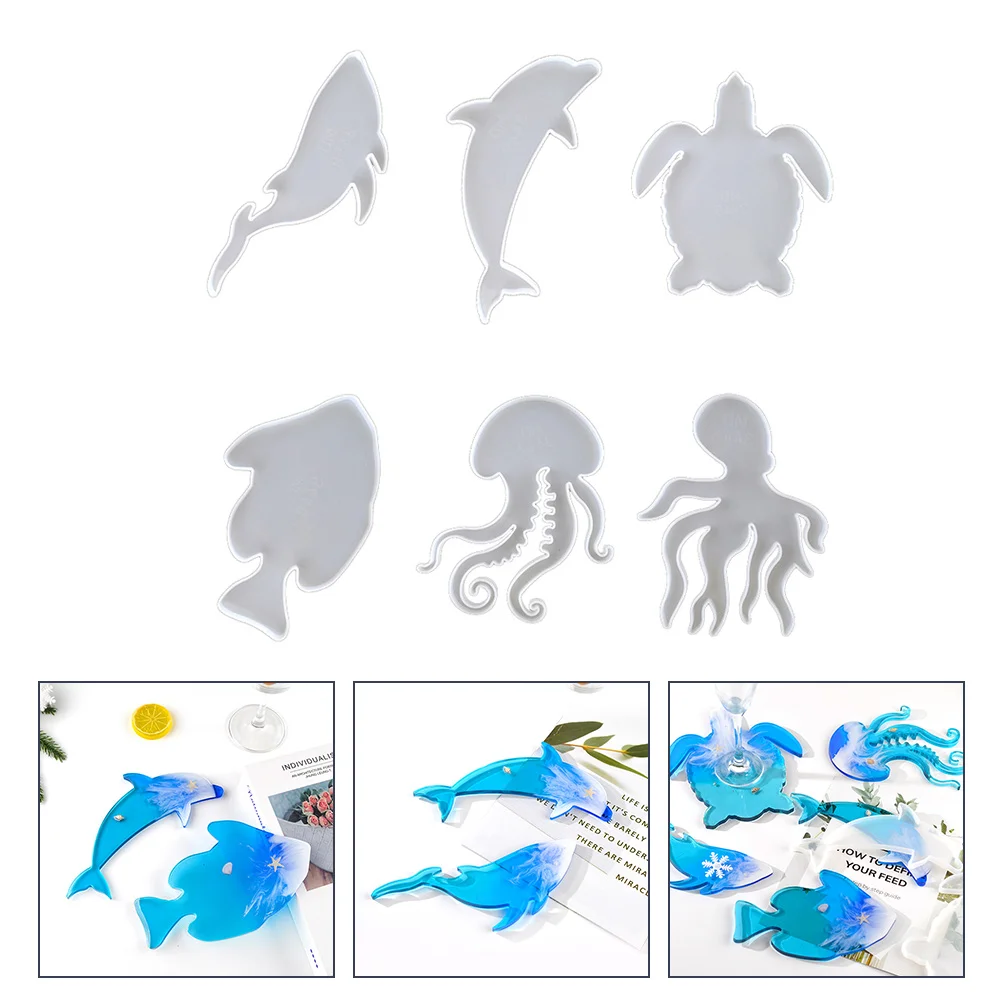 

6 Pcs Sea Turtle Coaster Mold Silicone DIY Crystal Epoxy Resin Cup Mat Casting Animal Shaped Jewelry Accessories