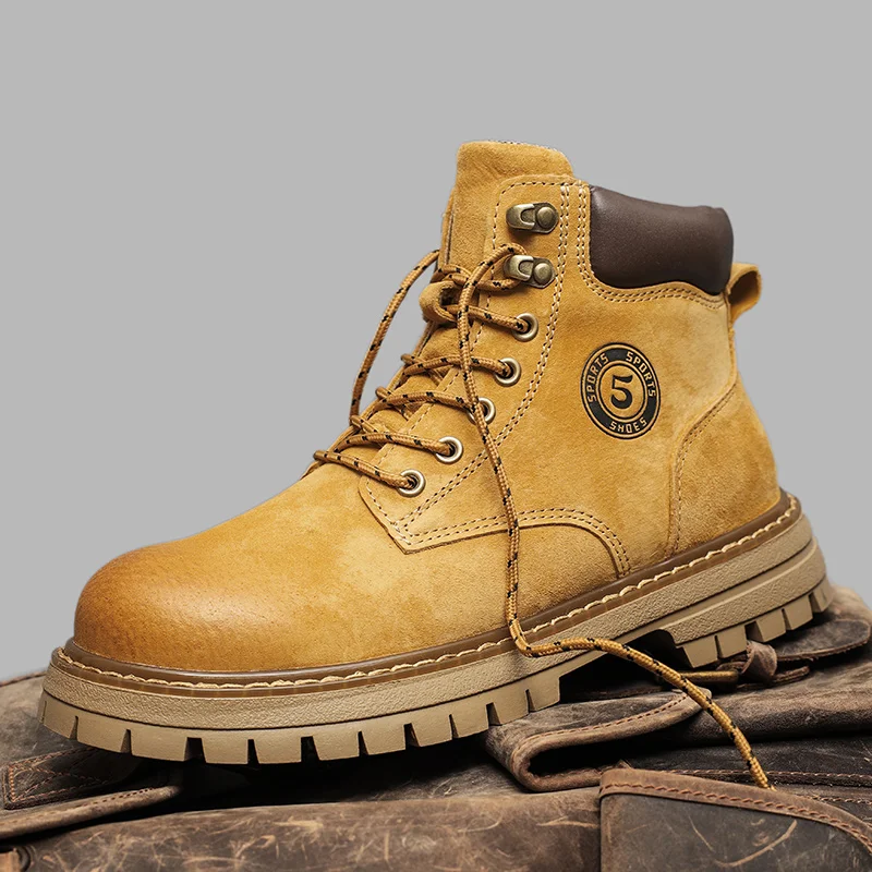 

High top boots for men, British style workwear motorcycle boots, summer black side zipper, mid rise soft leather boots for men