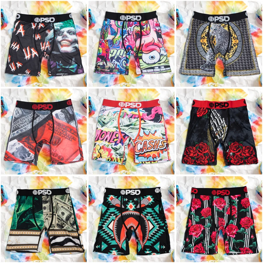 Sexy Men Underwear Men Boxershorts Men's Printed Long Boxer Briefs Breathable Mens Underpants Plus Size L-2XL Man Boxers Panties