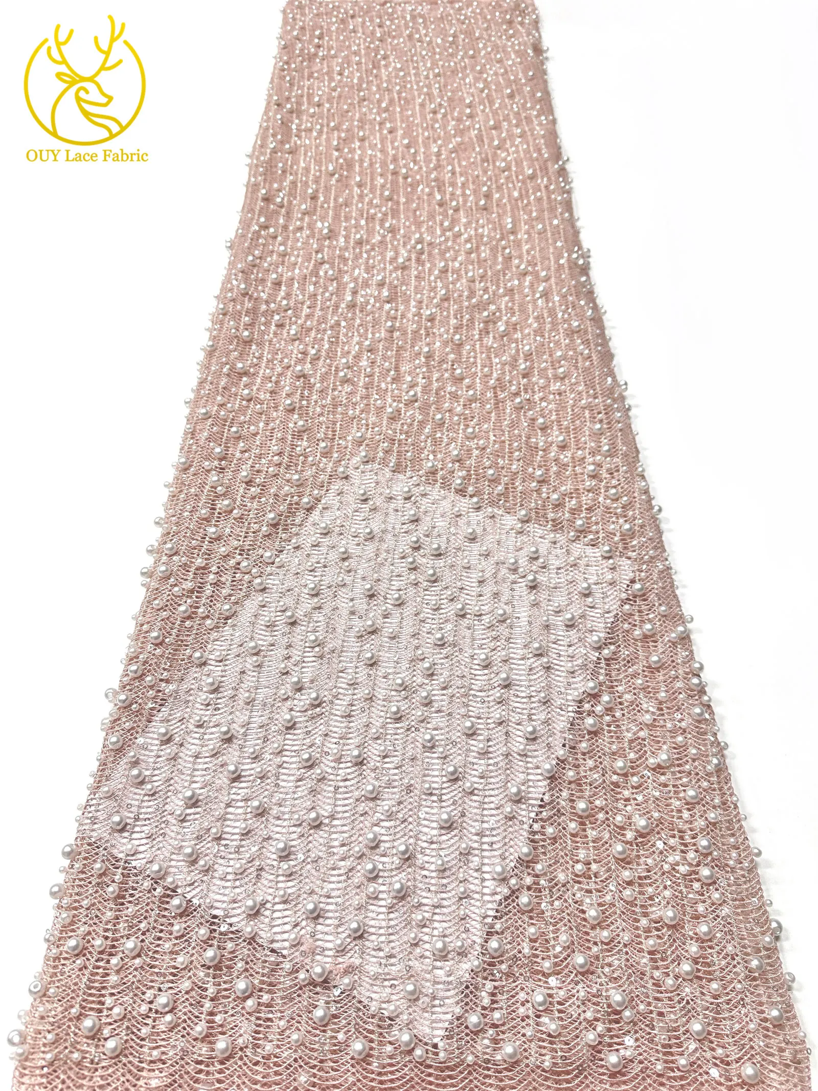 Neues Design Afrikanischer Großer Perlen-Spitzenstoff 2026 Nigerianischer Perlen-Pailletten-Spitzenstoff für Abendkleider Nähen 5 Yards – Detail 21