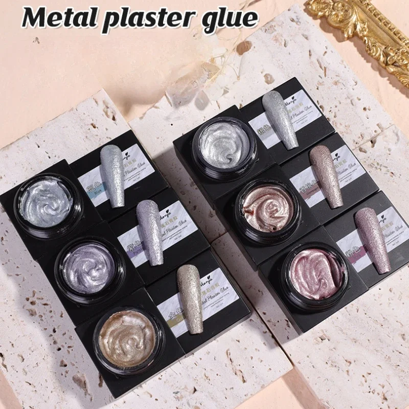 6pcs/set 5g Metal Gypsum Gel Nail Decoration 3D Effect Super Texture Painting Gel Soak Off UV LED Semi Permanent Pigmented Paint