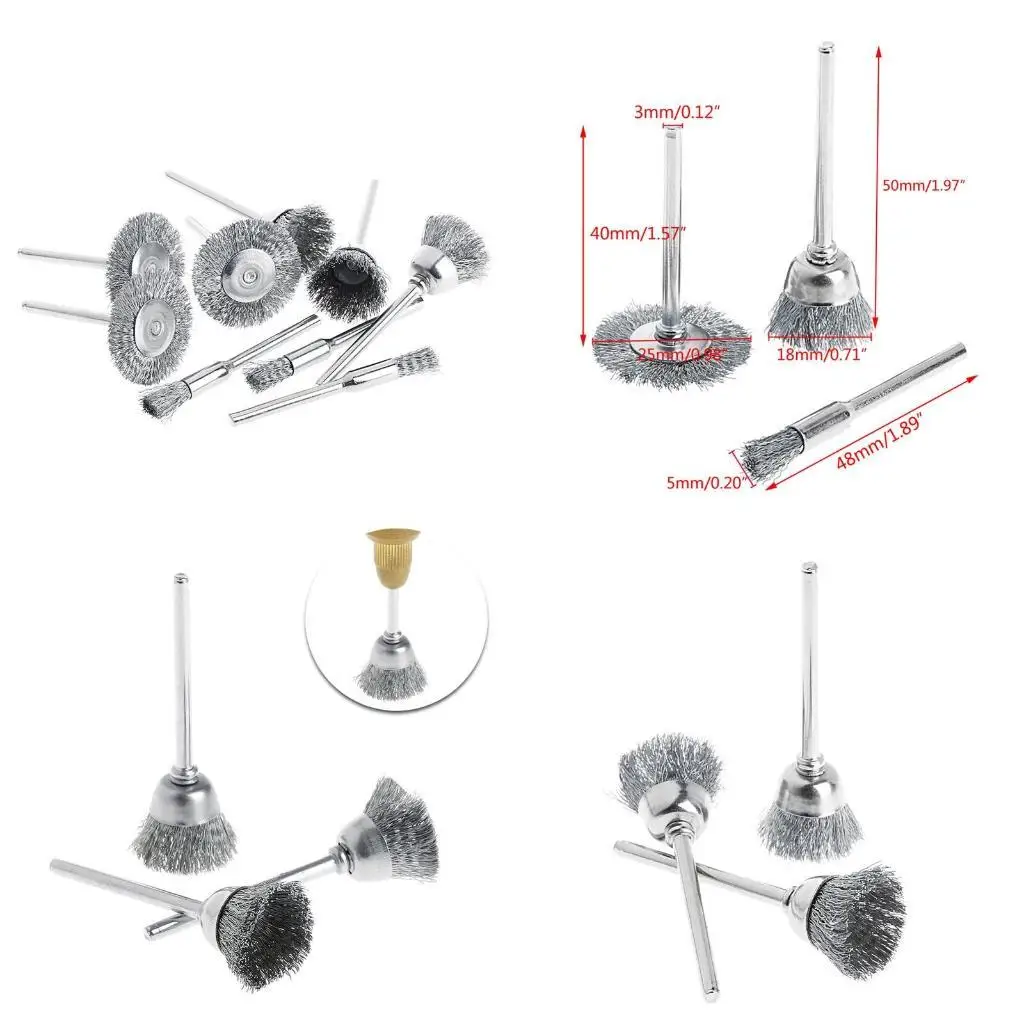 

Y1UD 9 Steel Brush Wire Wheel Brushes Die Grinder Rotary Electric Tool for Engraver