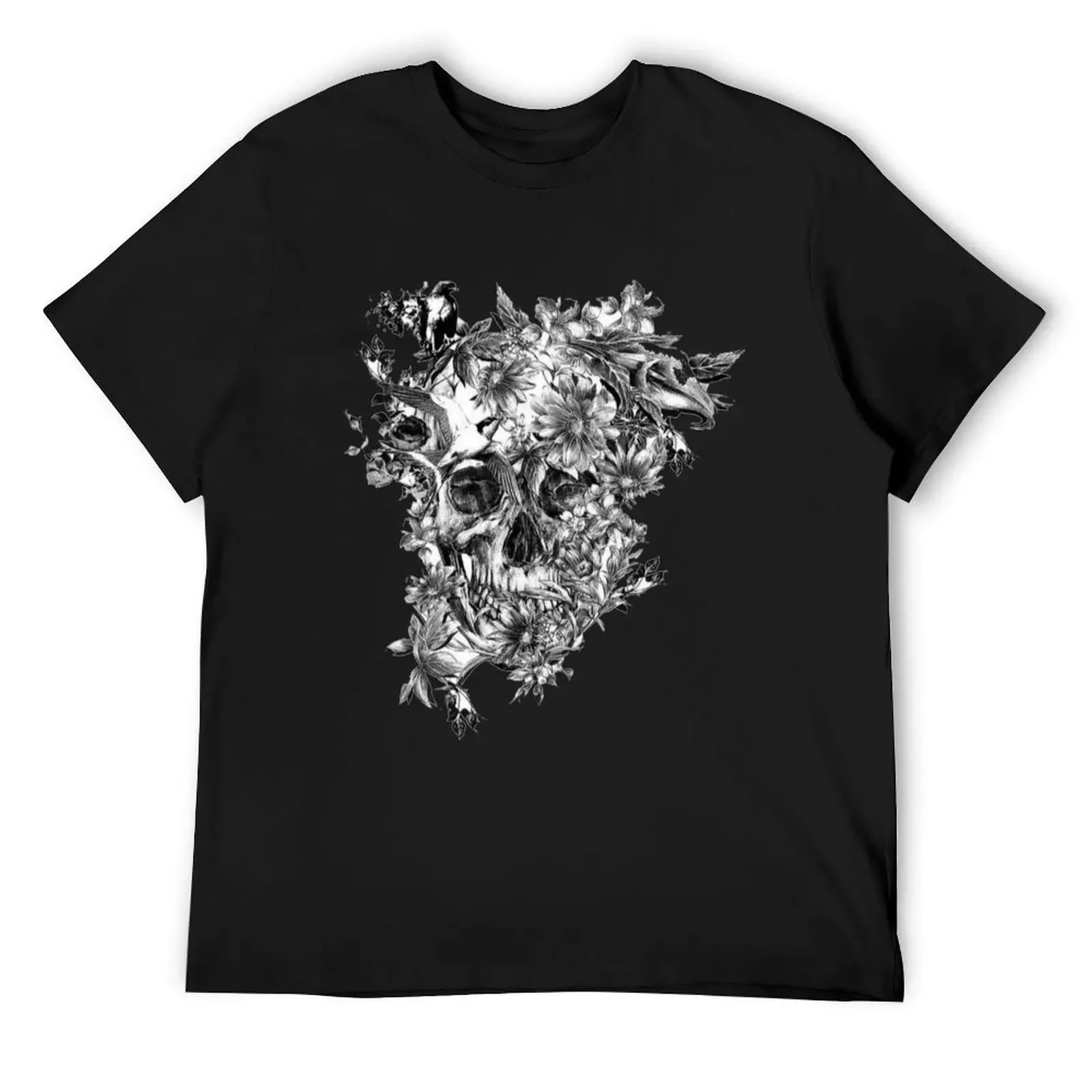 

black and white flower skull T-Shirt new edition fashion shirts tshirts personalised shirts men graphic