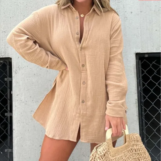 New Long Sleeve Tops And Shorts Two Piece Set Women 2024 Summer Sexy White Casual Suits 2 Piece Outfits For Women Overalls